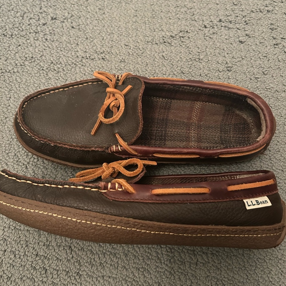 LLBean men’s leather moccasin slippers